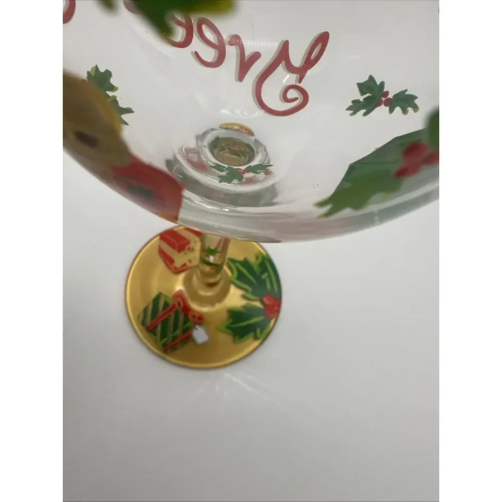 LOLITA LOVE MY WINE Holiday Traditon WINE GLASS IN BOX HAND PAINTED